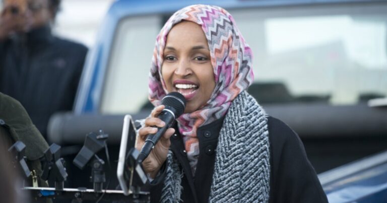 Rep. Ilhan Omar speaking at a town hall