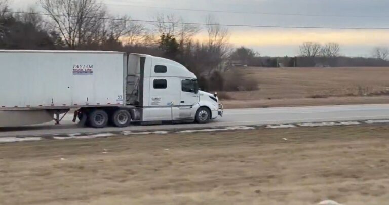 Semi truck stopped on highway after driving the wrong way