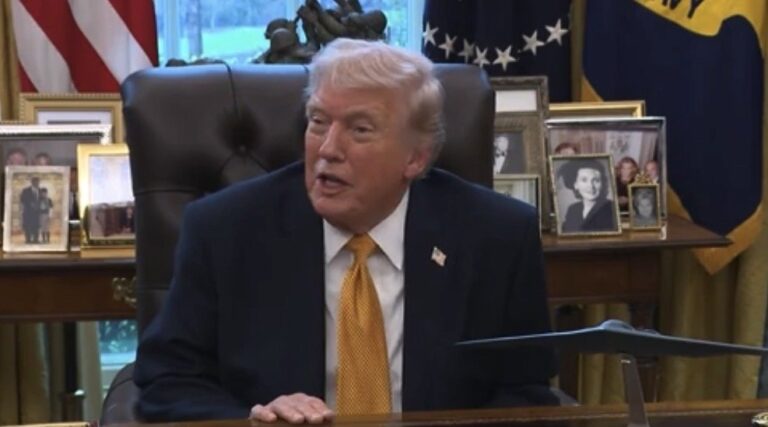 President Trump speaking at a rally