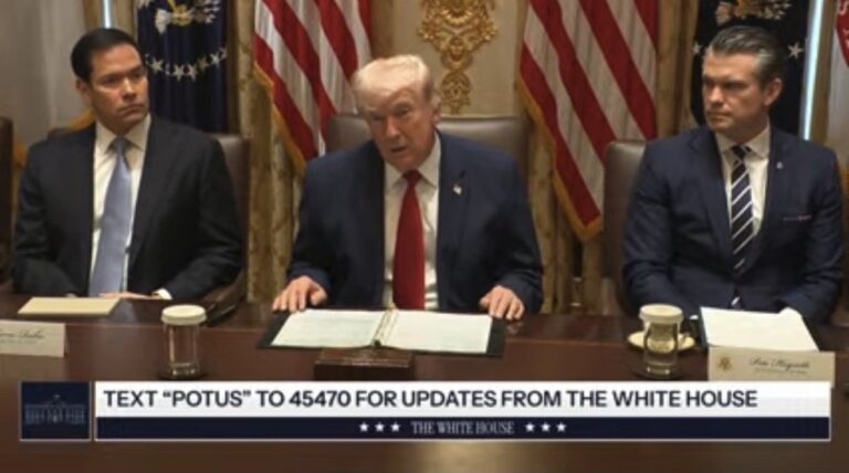 President Trump speaking during a Cabinet meeting about NATO and Iran