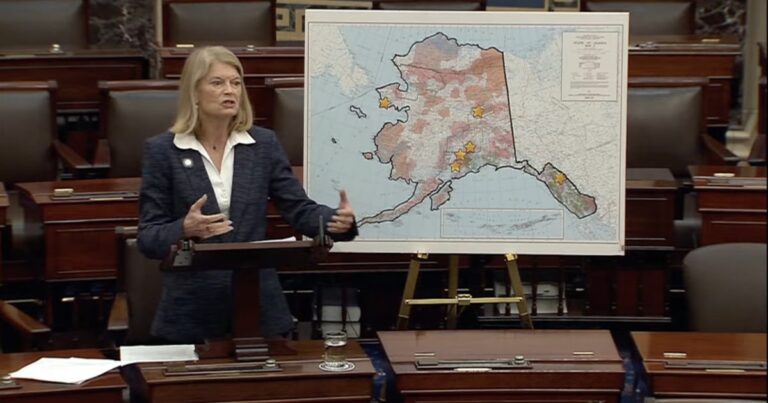 Sen. Lisa Murkowski speaking on Capitol Hill