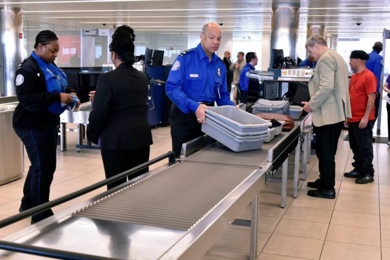 TSA security checkpoint line at an airport during shutdown delays