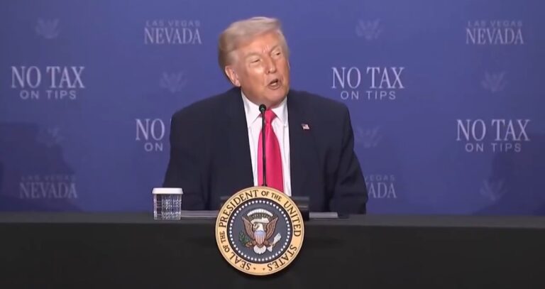 President Trump speaking about tax policy in Las Vegas