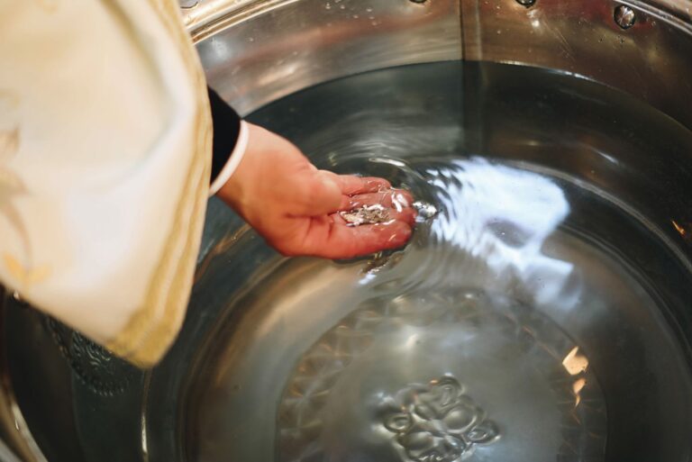 French church preparing for Easter Vigil baptisms