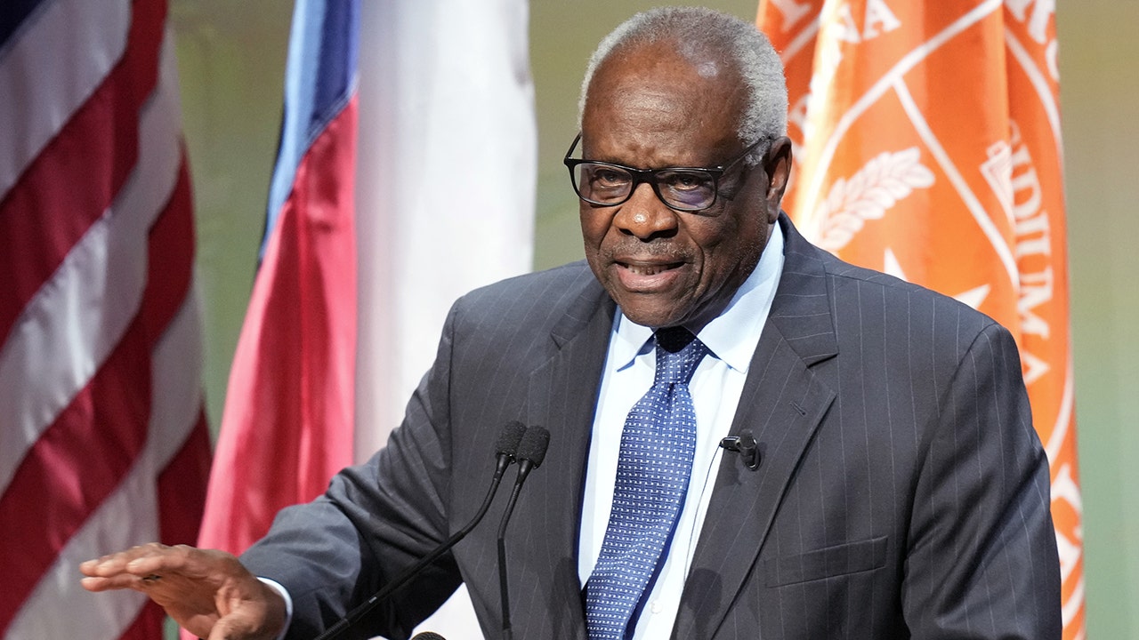 Justice Clarence Thomas addressing a Supreme Court dispute over state licensing rules