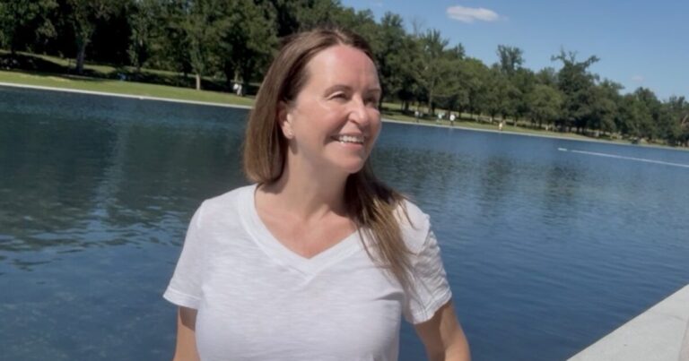Clear water in the Lincoln Memorial Reflecting Pool after algae removal work
