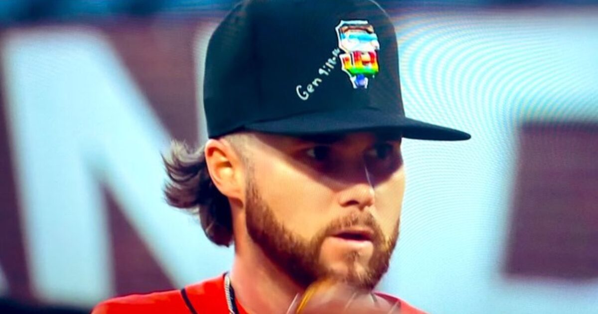 San Francisco Giants cap with a Bible verse written on it during Pride Night