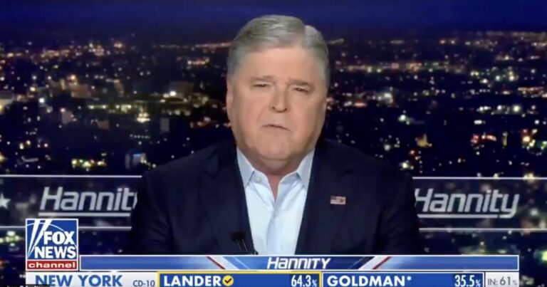 Sean Hannity on Fox News after explaining his puffy face and raspy voice