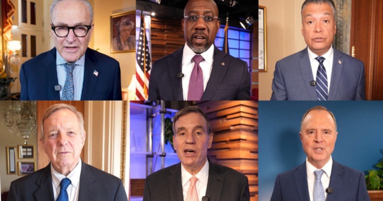 Chuck Schumer and Senate Democrats in an election security video