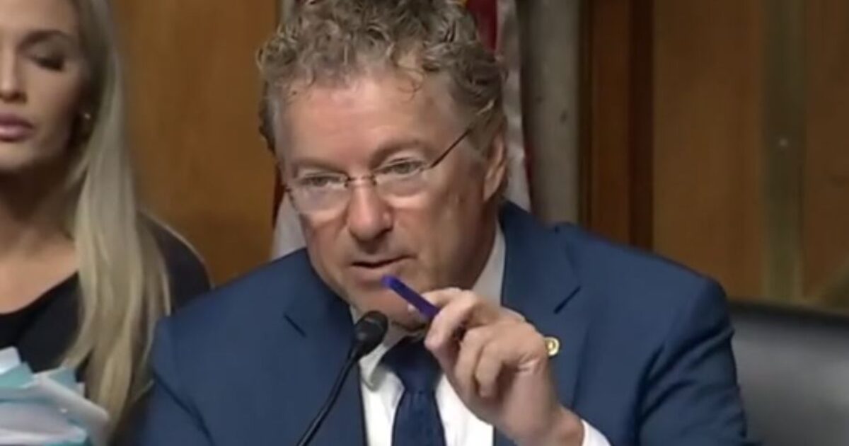 Senator Rand Paul at a Senate hearing involving Dr. Anthony Fauci