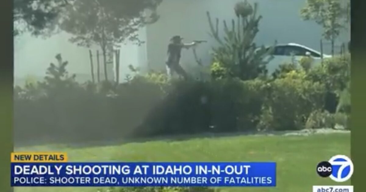 Police respond after a shooting at an In-N-Out restaurant in Twin Falls, Idaho