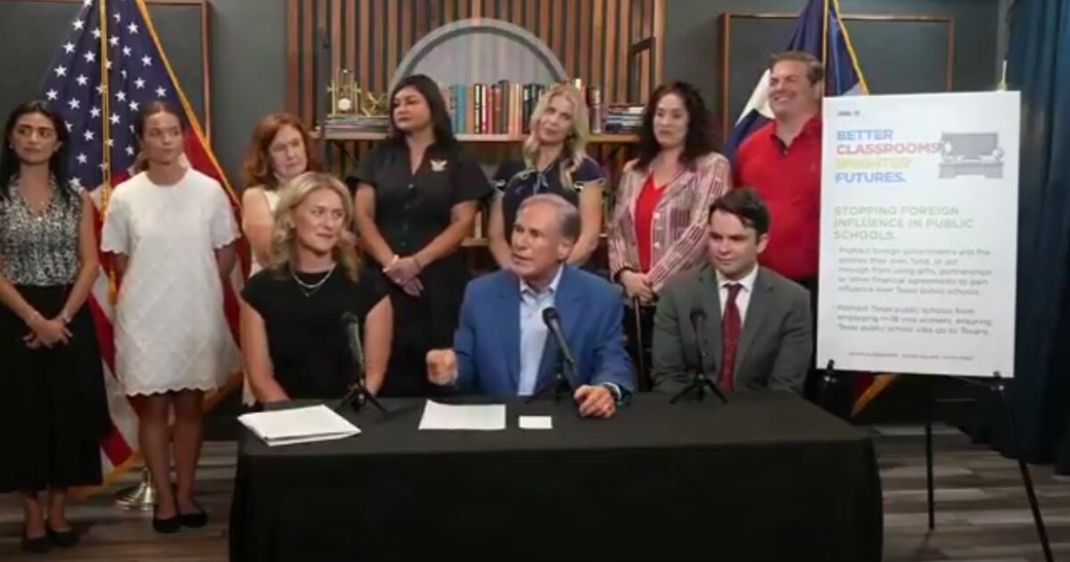 Texas Gov. Greg Abbott speaking at a press conference