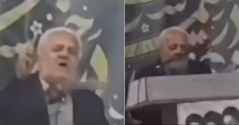 Naemat al-Hami speaking during a campaign event before a reported medical emergency