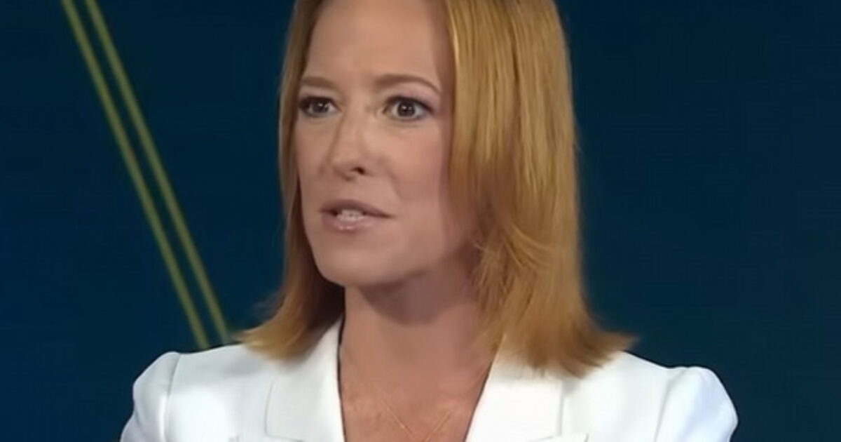Jen Psaki speaking during television coverage