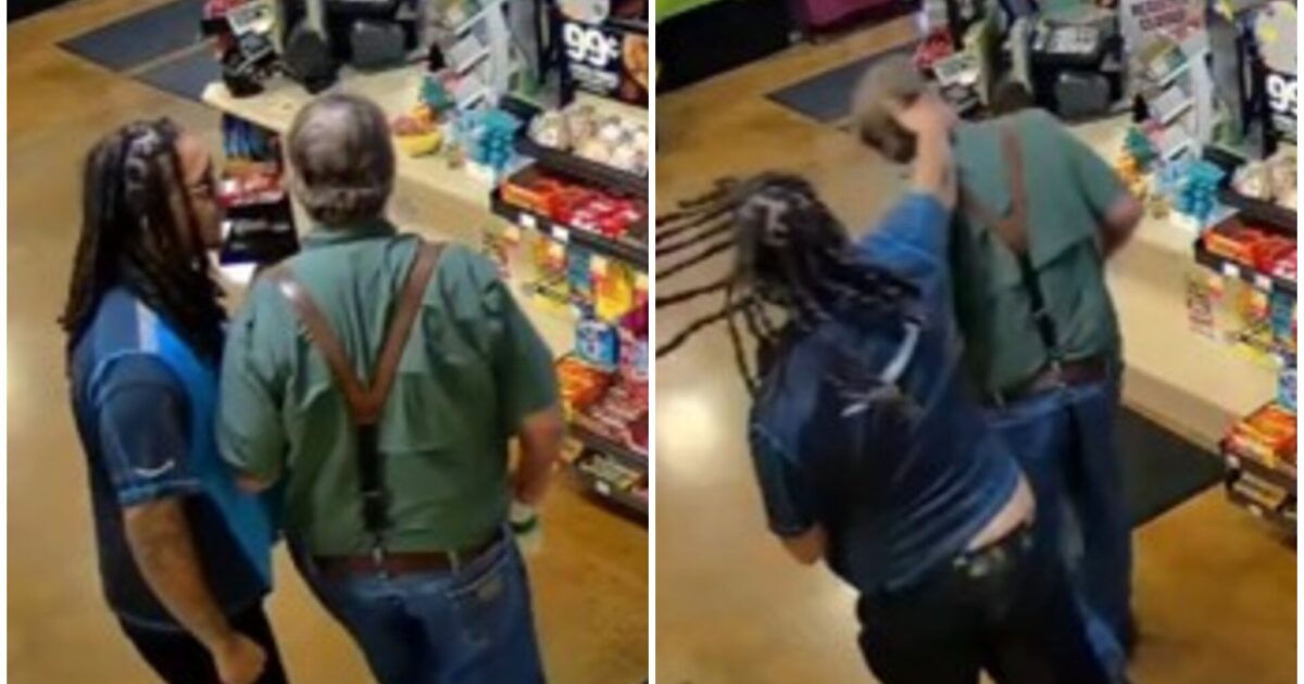 Surveillance footage from an Elk Grove ARCO gas station showing an alleged assault involving an Amazon delivery driver