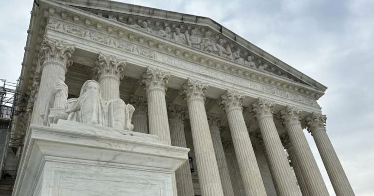 U.S. Supreme Court building with American flag