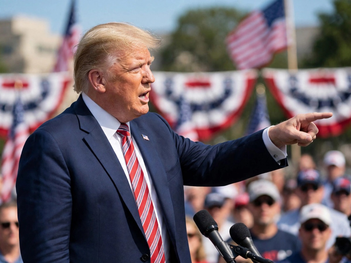 President Donald Trump speaking about the ICE director nomination
