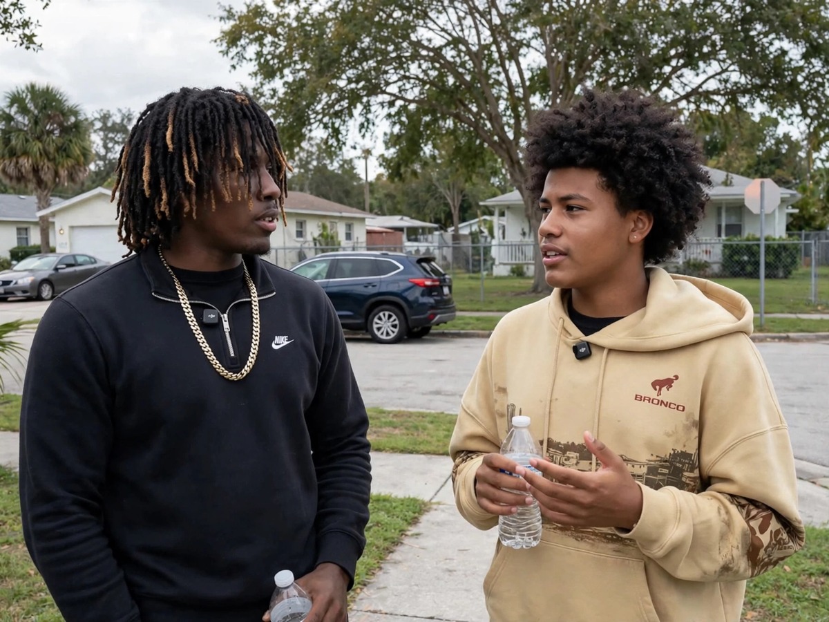 Florida father at a school bus stop after a confrontation with two teens