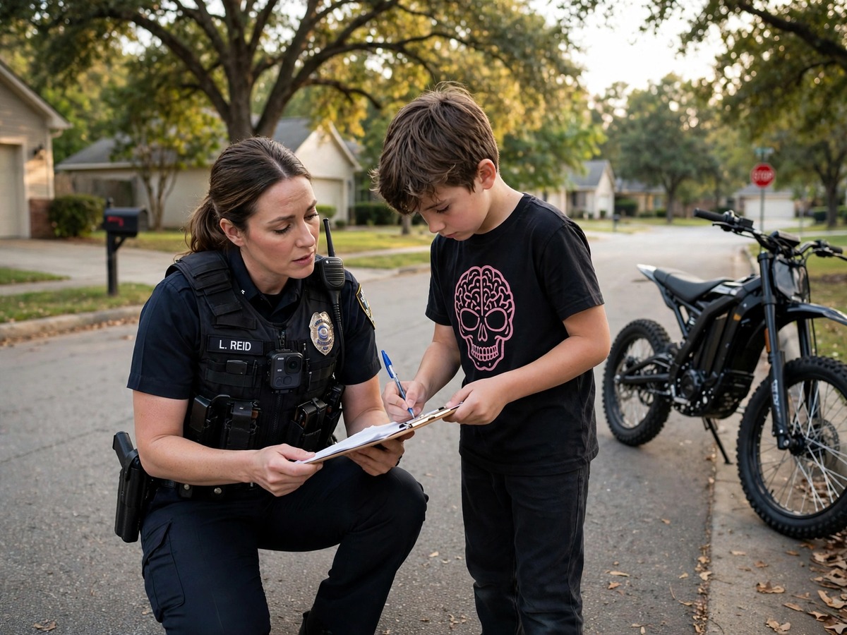 Electric dirt bike involved in an Oviedo, Florida traffic citation involving an 11-year-old boy
