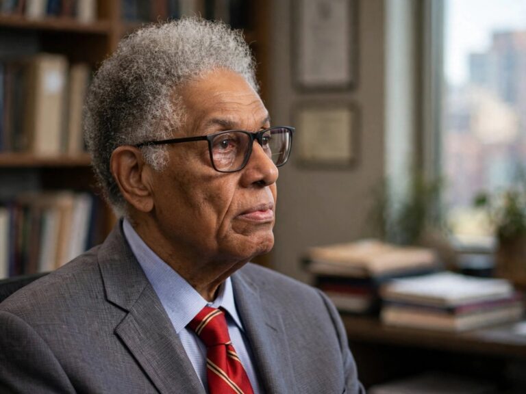 Thomas Sowell speaking with Peter Robinson in a video clip