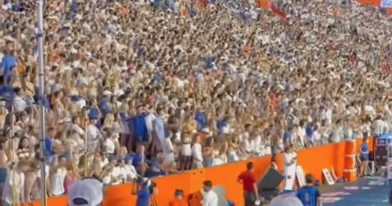 Florida Gators fans at Ben Hill Griffin Stadium during a college football game