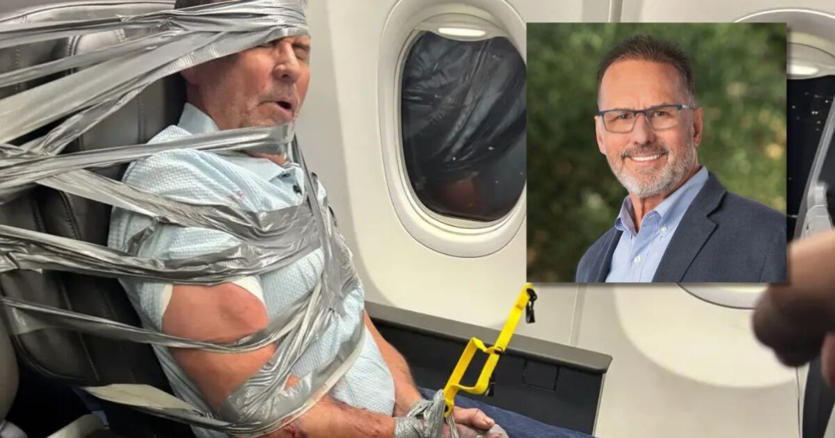 American Airlines plane cabin where a passenger was reportedly restrained during Flight 618