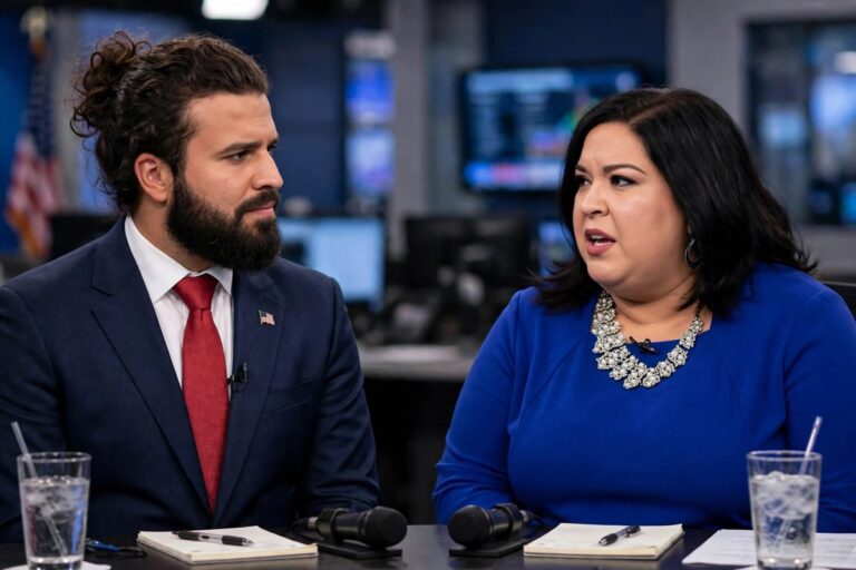 Brandon Herrera and Katy Padilla Stout during a Texas 23rd Congressional District debate