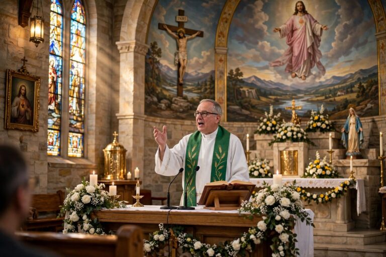 A giant wooden crucifix falls on Father Patricio Alfredo Sánchez Molinari during Mass in Guayaquil, Ecuador