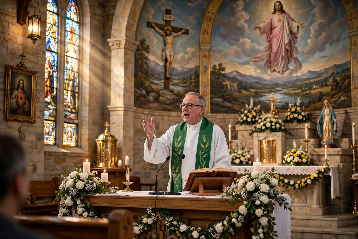 A giant wooden crucifix falls on Father Patricio Alfredo Sánchez Molinari during Mass in Guayaquil, Ecuador
