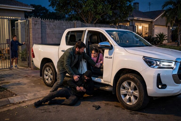 Dashcam footage reportedly shows Sidney Hill returning fire during an alleged carjacking in Pinetown while shielding his daughter.