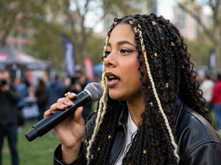 Nina Tonji performing a modified version of France’s national anthem before an NFL game in Paris